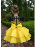 Yellow And Black Unique Flower Girl Dress